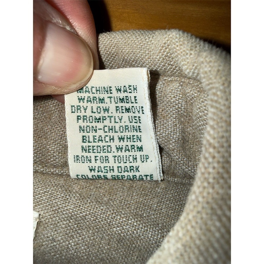 L.L. Bean Chamois Cloth Shirt Men's XL Beige Solid Button-Up Long Sleeve shacket - Picture 7 of 7
